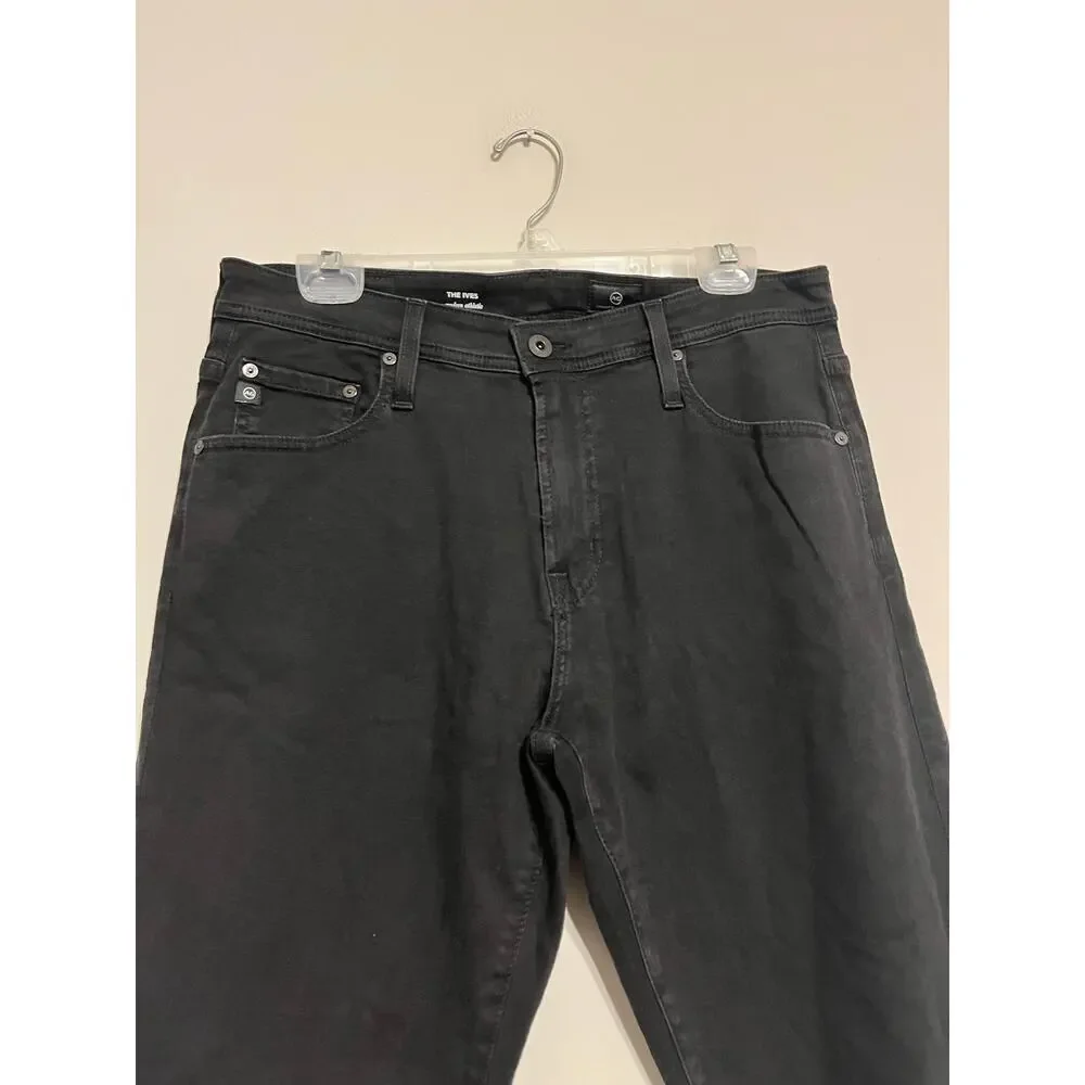 AG Adriano Goldschmied The Ives Modern Athletic Fit Black Denim Size 32x34